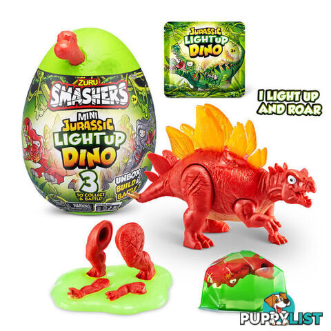 Zuru - Smashers Mini Jurassic Light Up Dino Egg Surprise - Assorted Styles (chosen At Random) - Azazt74107sq1 - 193052051363