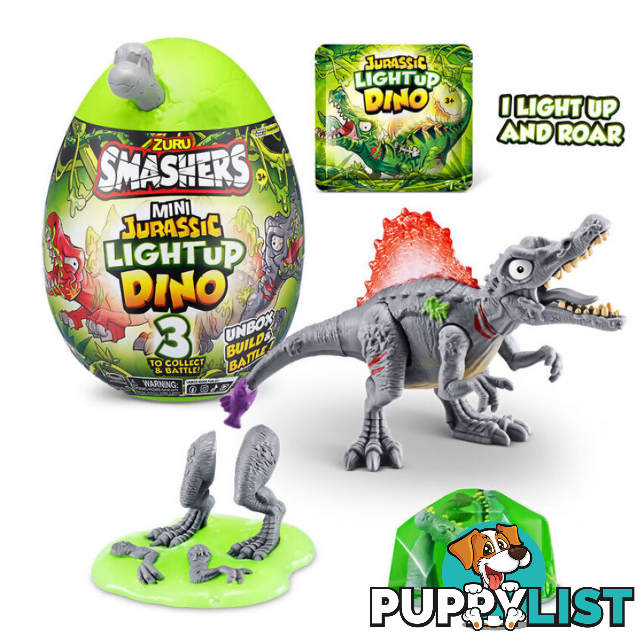 Zuru - Smashers Mini Jurassic Light Up Dino Egg Surprise - Assorted Styles (chosen At Random) - Azazt74107sq1 - 193052051363