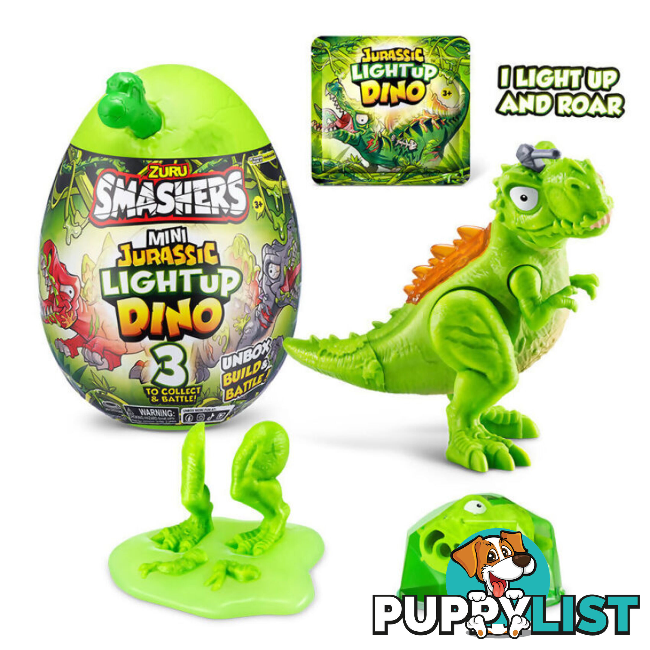 Zuru - Smashers Mini Jurassic Light Up Dino Egg Surprise - Assorted Styles (chosen At Random) - Azazt74107sq1 - 193052051363