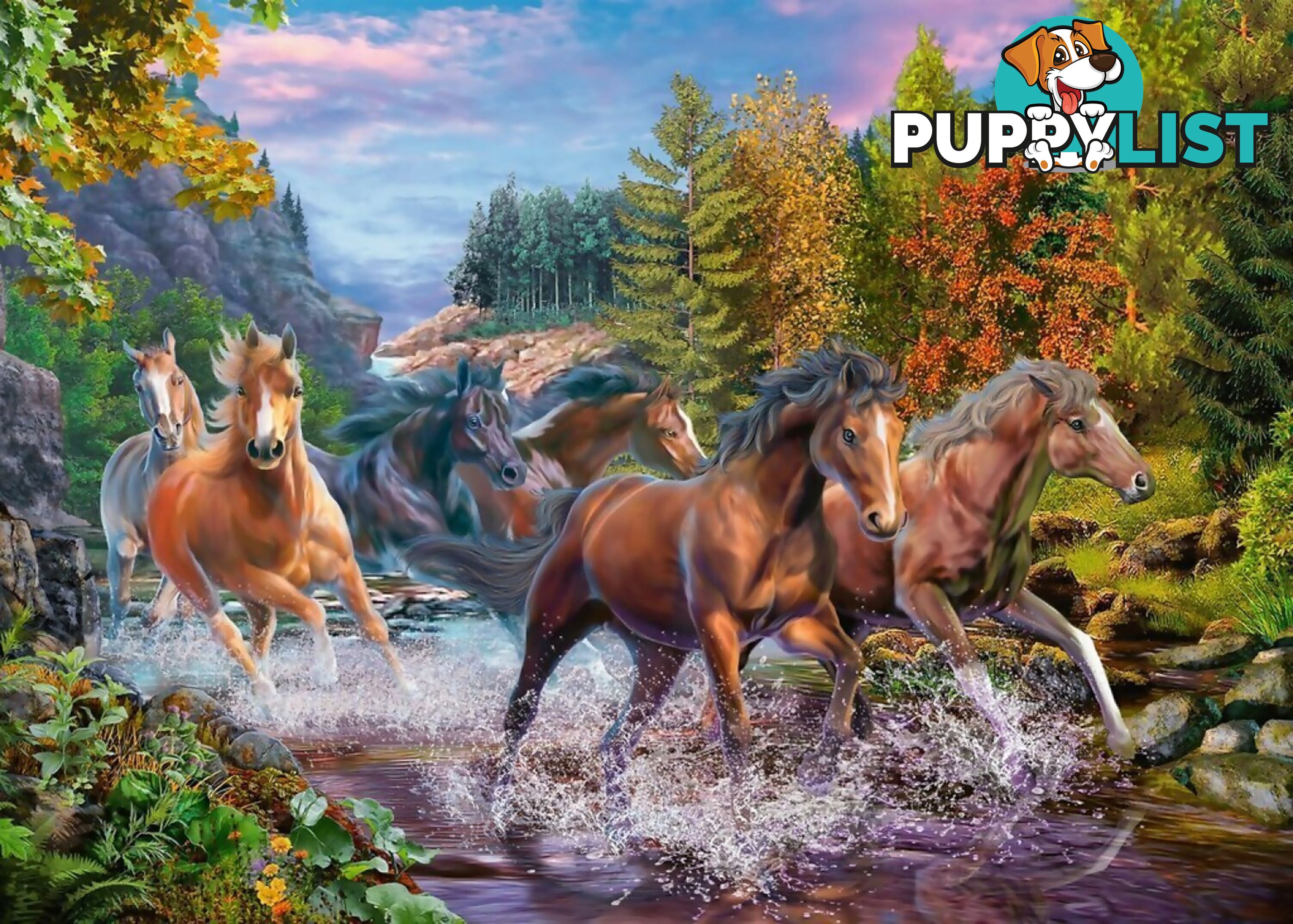 Ravensburger - Rushing River Horses Jigsaw Puzzle 100pc - Mdrb10403 - 4005556104031