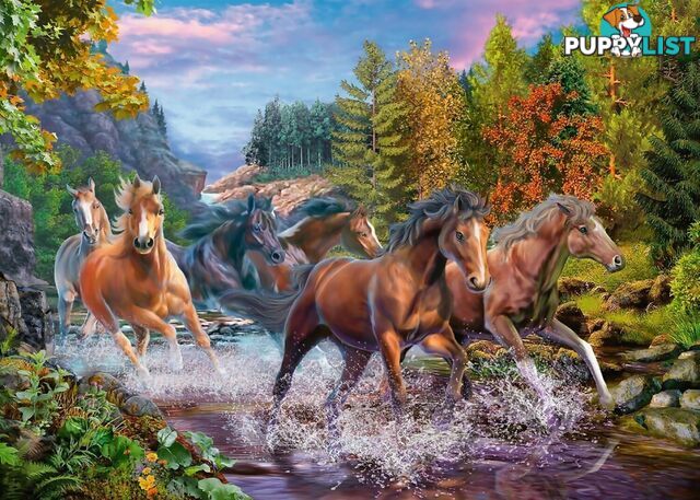 Ravensburger - Rushing River Horses Jigsaw Puzzle 100pc - Mdrb10403 - 4005556104031