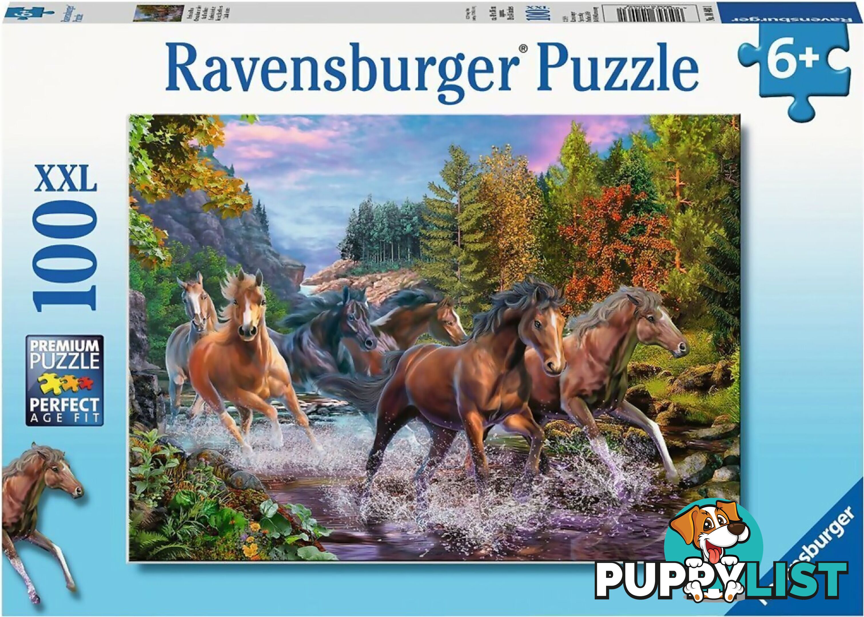 Ravensburger - Rushing River Horses Jigsaw Puzzle 100pc - Mdrb10403 - 4005556104031