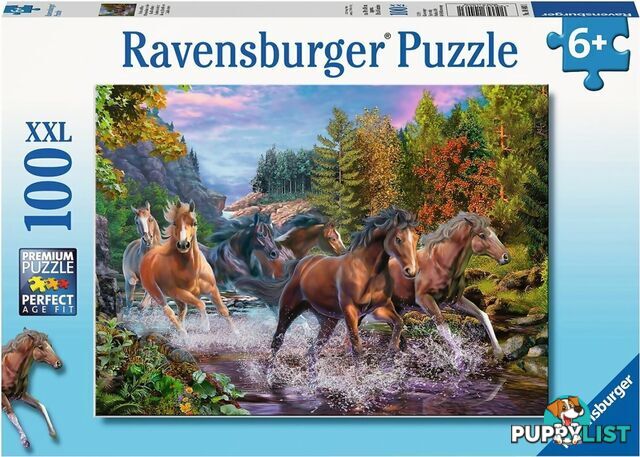 Ravensburger - Rushing River Horses Jigsaw Puzzle 100pc - Mdrb10403 - 4005556104031