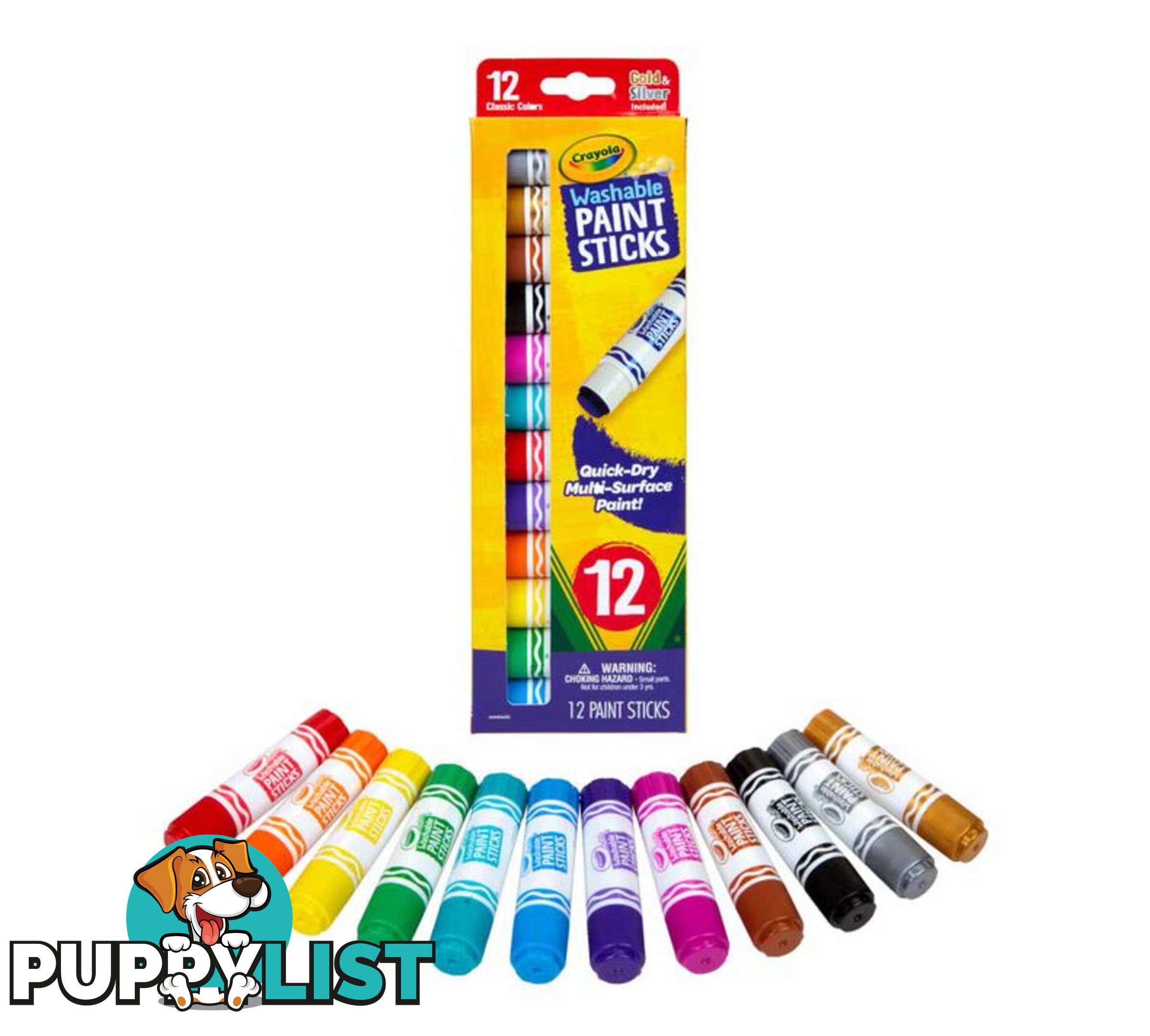 Crayola 12 Quick Dry Washable Paint Sticks 54-6211 - 071662062118