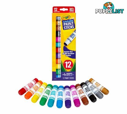 Crayola 12 Quick Dry Washable Paint Sticks 54-6211 - 071662062118