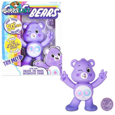 Care Bears - 5 Inch Interactive Figure - Share Bear - 50+ Reactions & Surprises! - Ages 4+ - Pr57781 - 885561220520