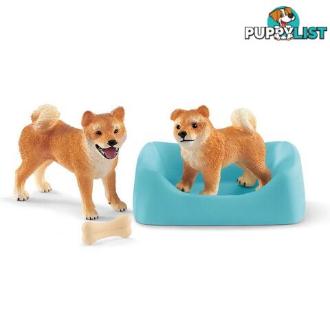 Schleich - Shiba Inu Mother And Puppy  Farm World Animal Figurine Sc42479 - 4055744029851