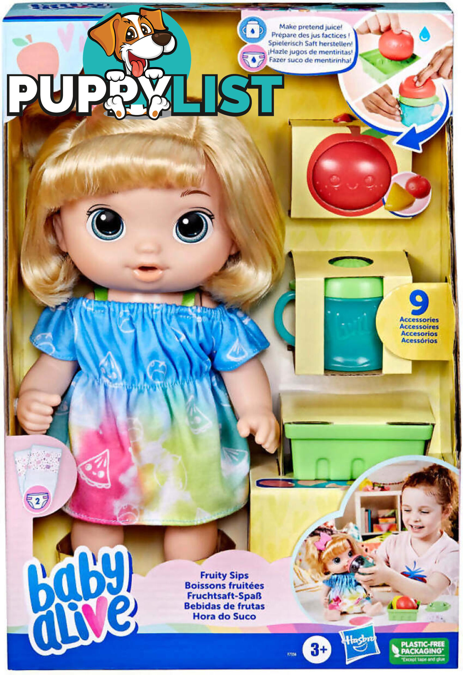 Baby Alive - Fruity Sips Apple Baby Doll Blonde Hair - Hasbro Hbf73565xoo - 5010996100467