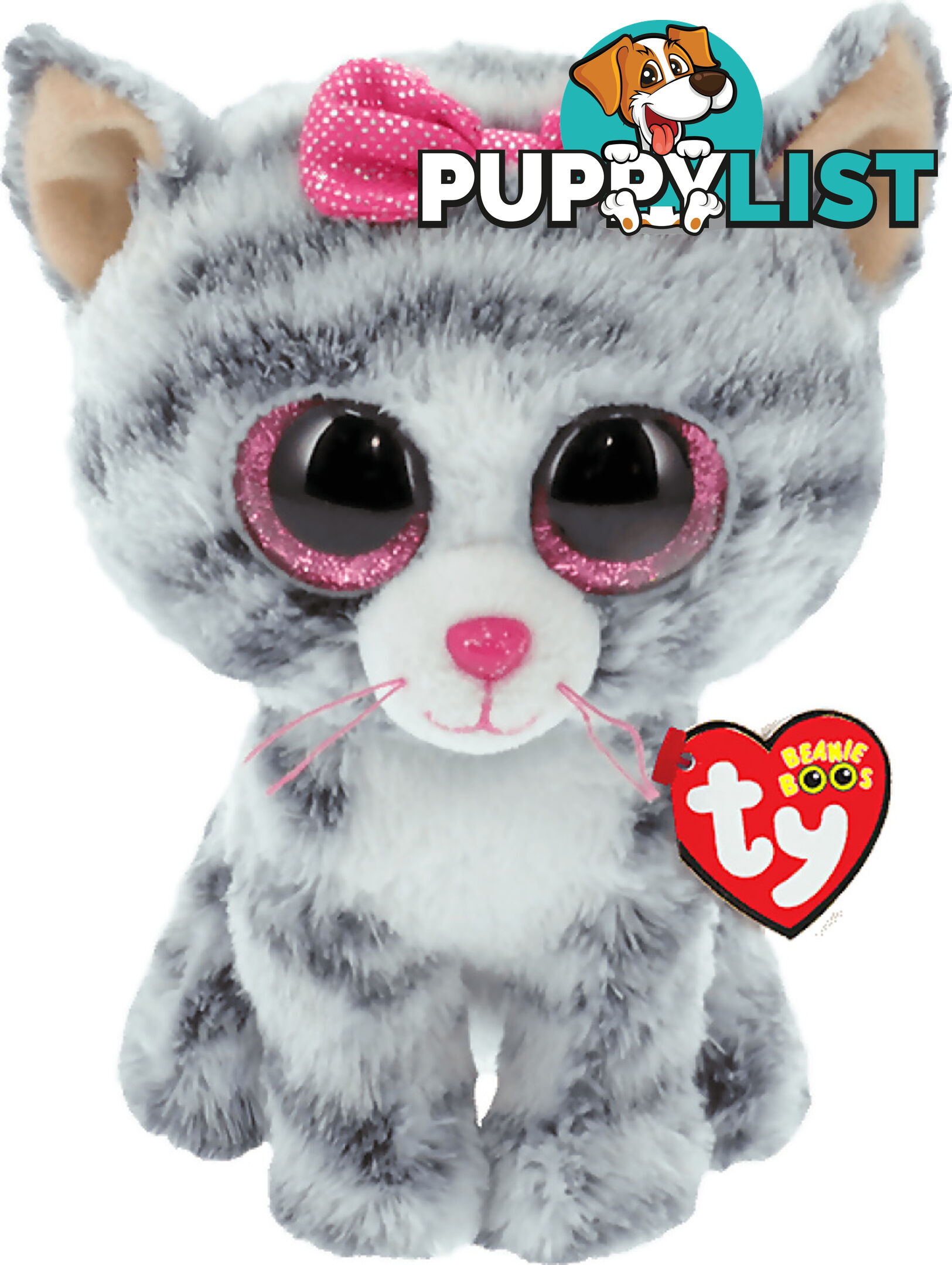 Ty Beanie Boos - Kiki The Grey Striped Cat Medium 23cm - Bg37075 - 008421370757