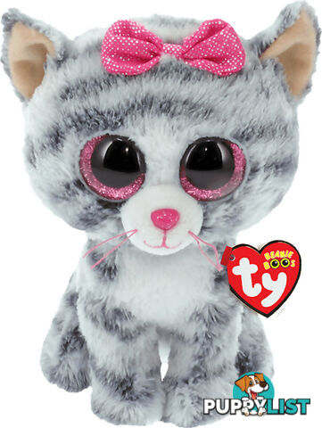 Ty Beanie Boos - Kiki The Grey Striped Cat Medium 23cm - Bg37075 - 008421370757