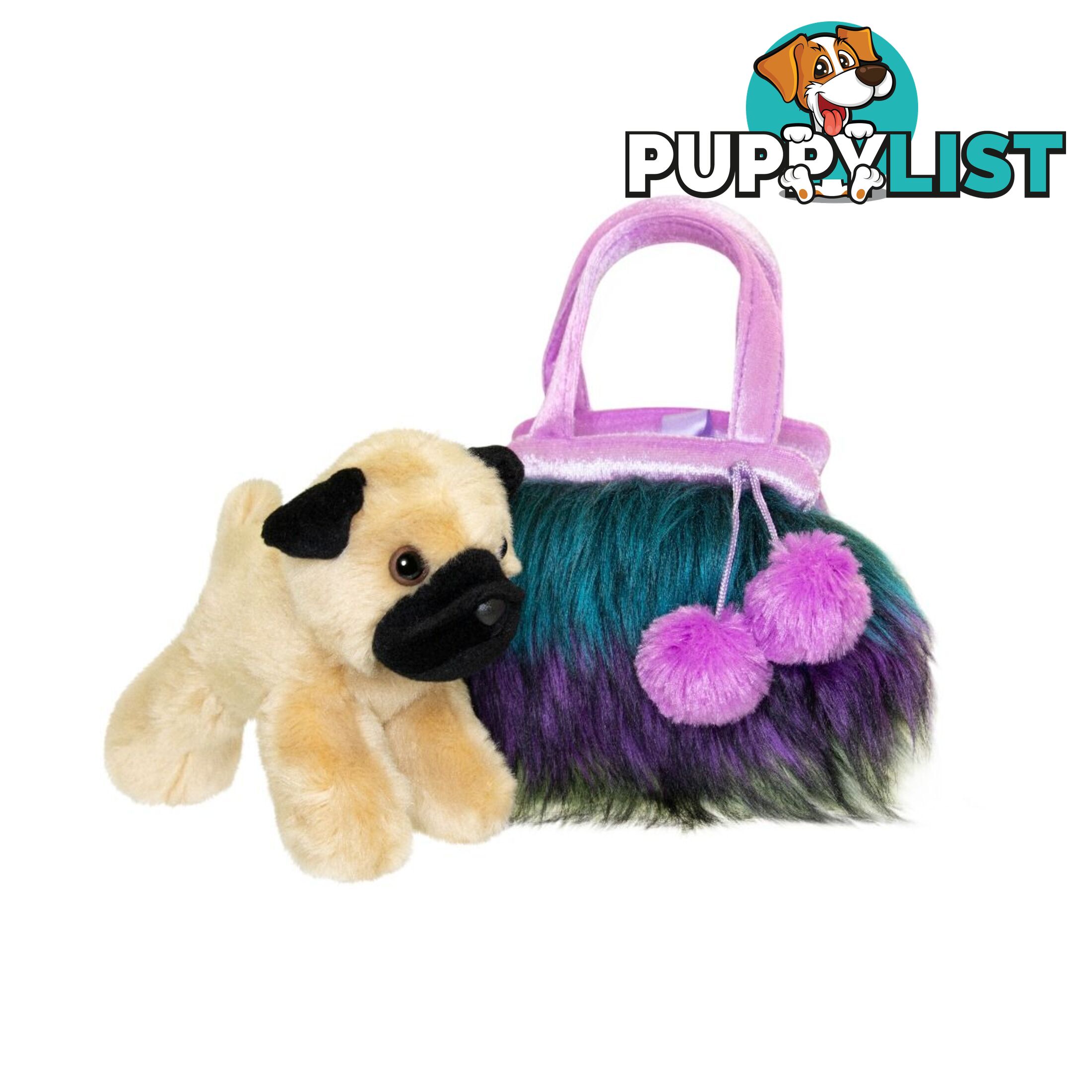 Cotton Candy -  Fancy Pals Pug In Multicoloured Furry Bag- Ccfp323 - 9353468014777