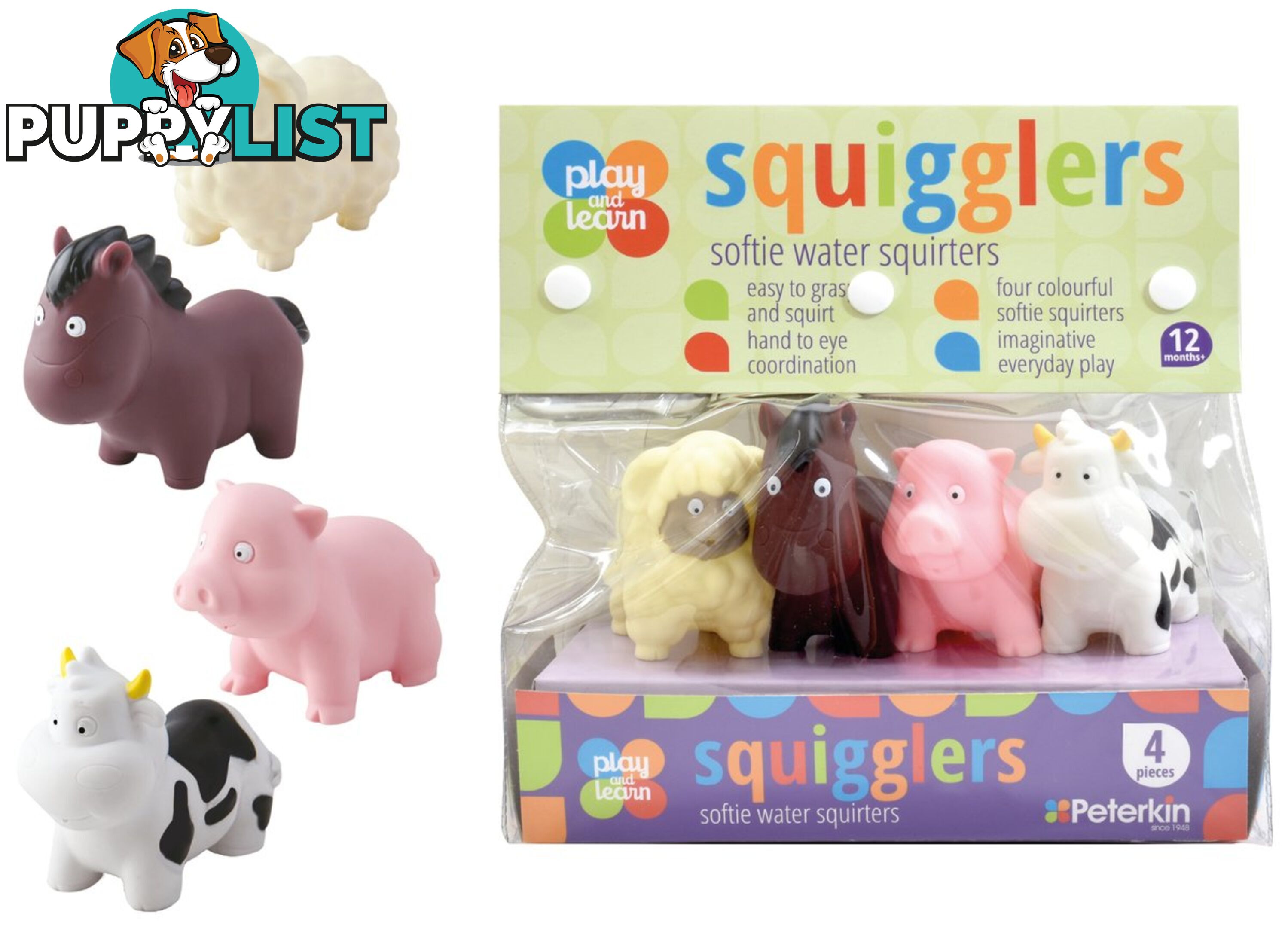 Play And Learn Farm Animals Watersquirters Art65646 - 5018621701263