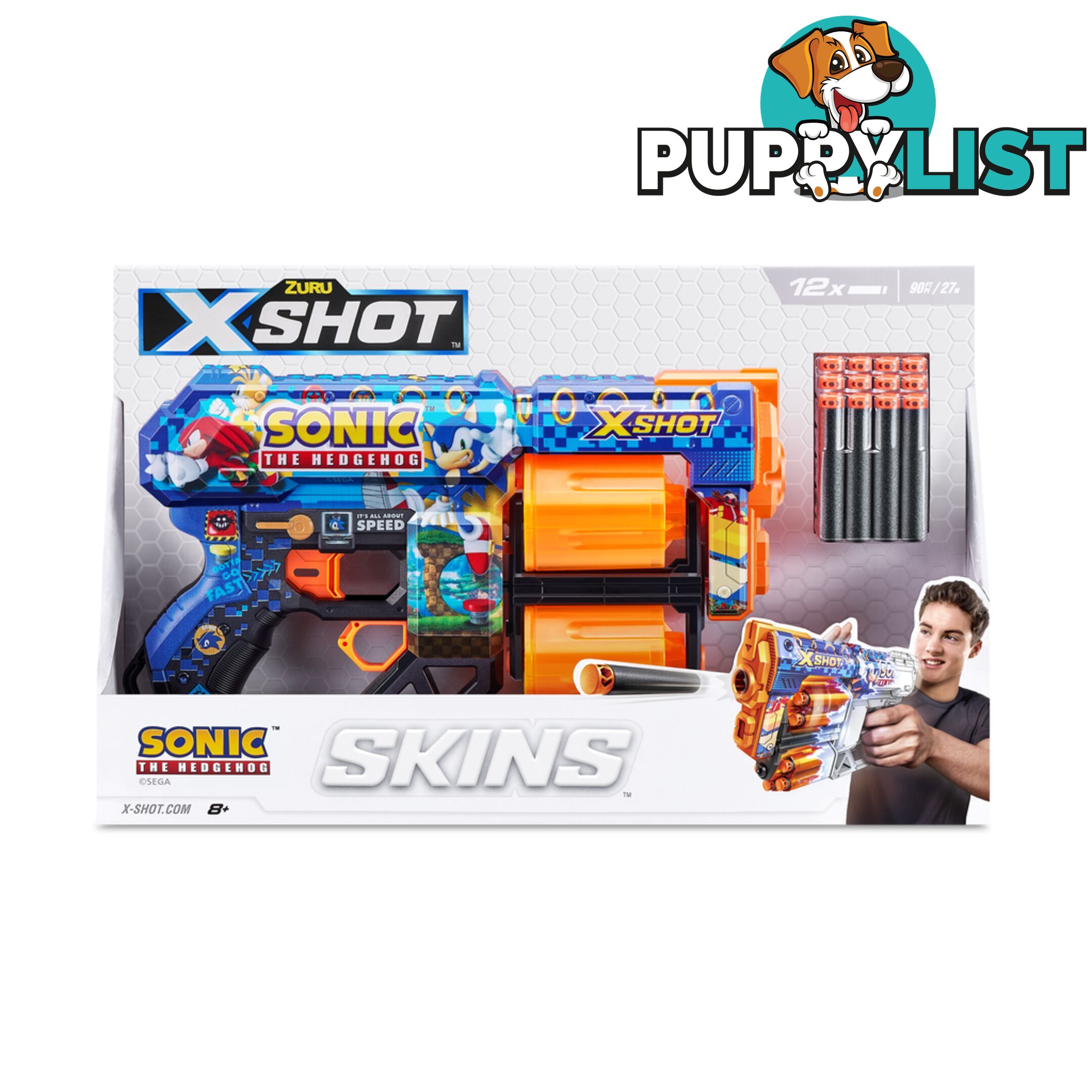 ZURU XSHOT SKINS - SONIC THE HEDGEHOG - Azazt36583 - 193052047526