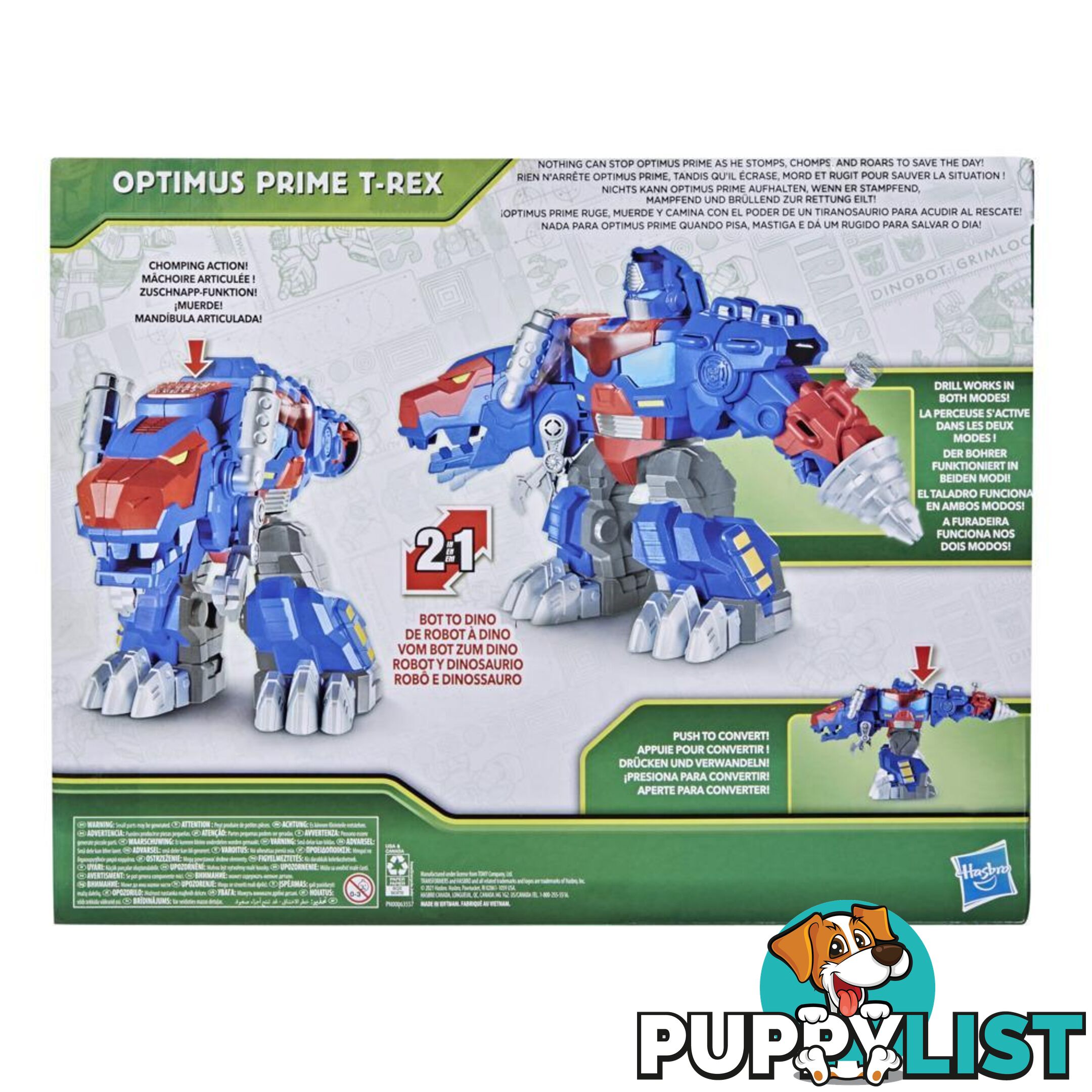 Transformers Dinobot Adventures Optimus Prime T-rex With Lights And Sounds 9+-inch Toy Ages 3 And Up  Hasbro F2952 - 5010993895960