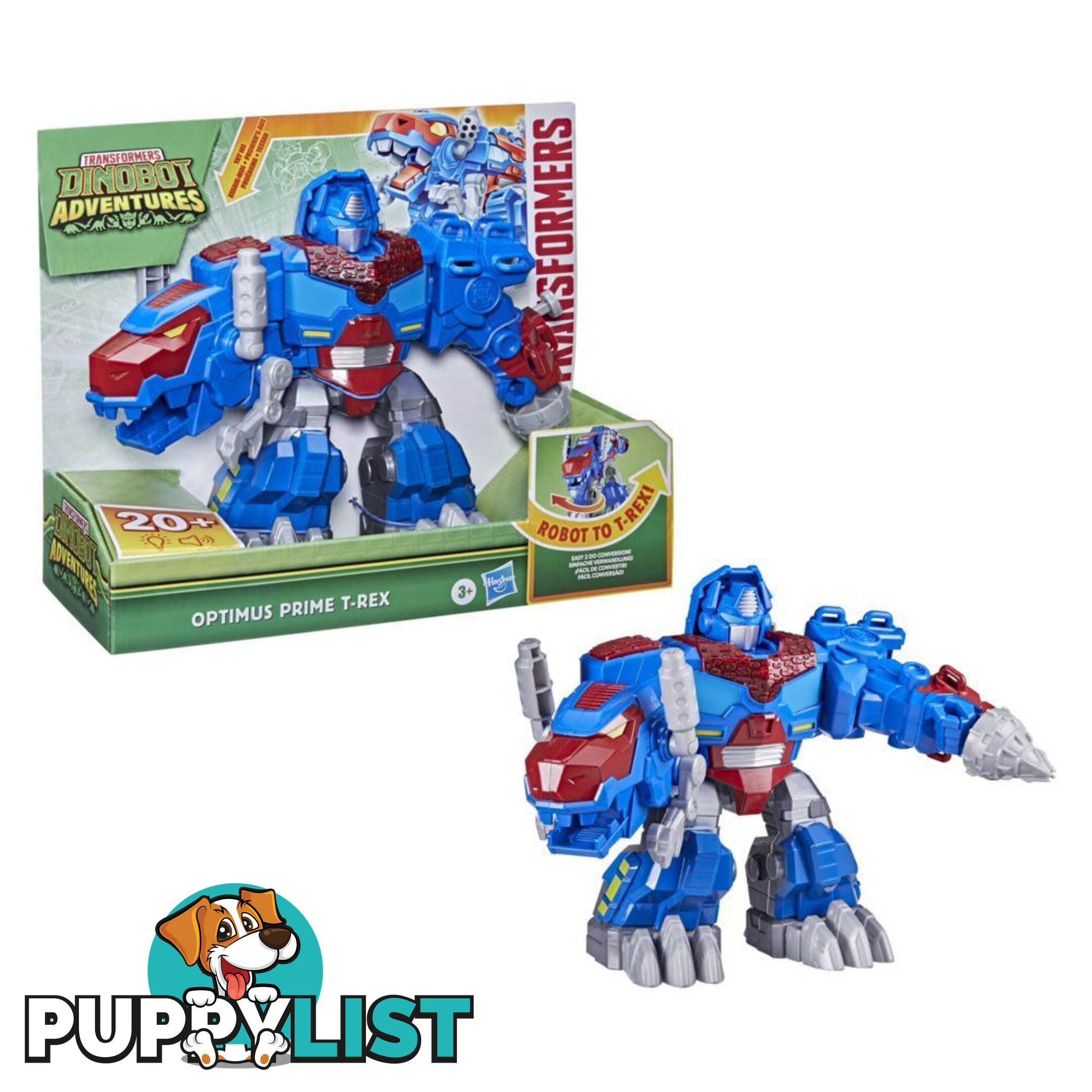 Transformers Dinobot Adventures Optimus Prime T-rex With Lights And Sounds 9+-inch Toy Ages 3 And Up  Hasbro F2952 - 5010993895960