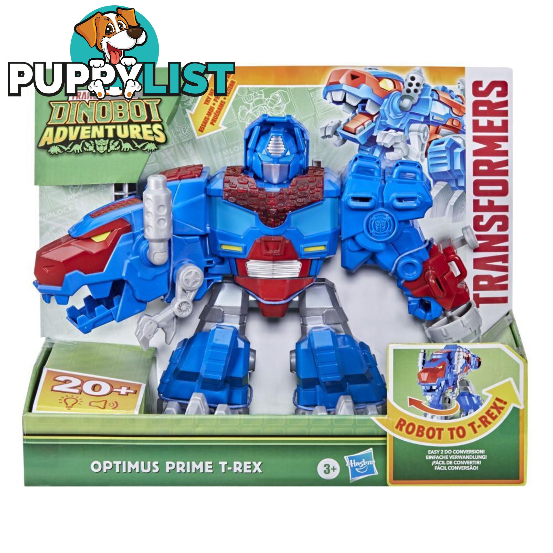 Transformers Dinobot Adventures Optimus Prime T-rex With Lights And Sounds 9+-inch Toy Ages 3 And Up  Hasbro F2952 - 5010993895960