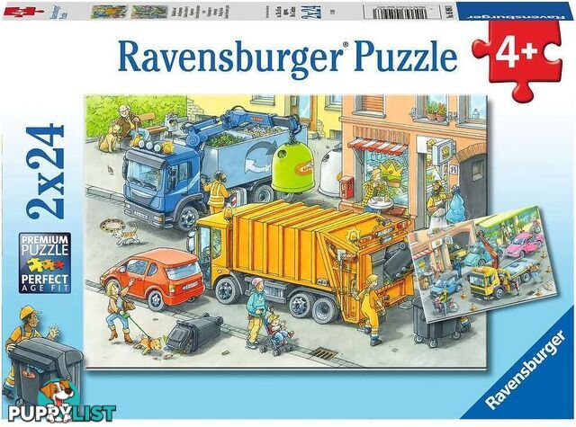 Ravensburger - Working Trucks Garbage Truck And Tow Truck Jigsaw Puzzle 2 X 24pc - Mdrb05096 - 4005556050963