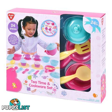 Pink Tea &amp; Cookware Set  Playgo Toys Ent. Ltd Art65492 - 4892401060600