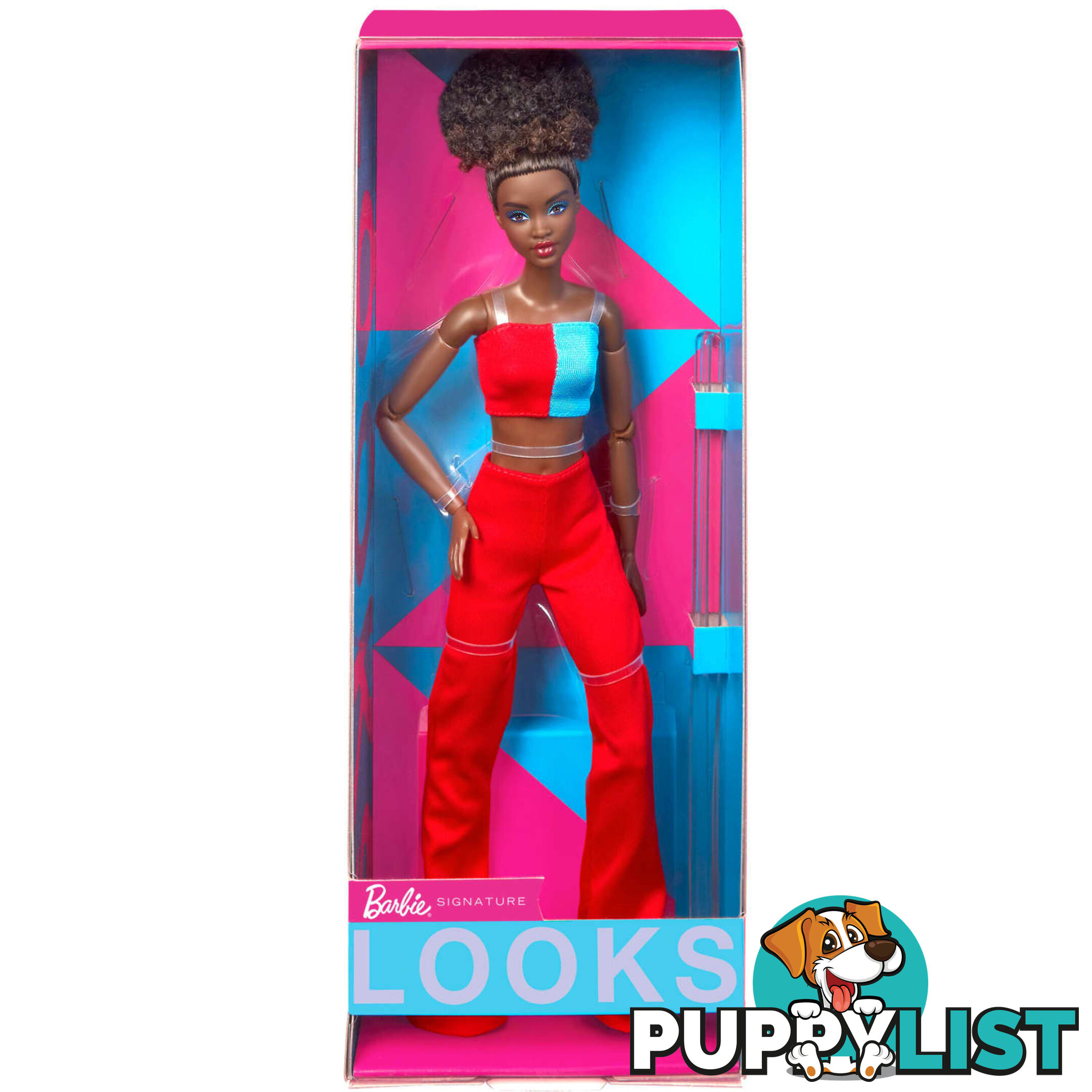 Barbie Looks Doll Natural Black Hair Color Block Crop Top - Mahjw81 - 194735097340