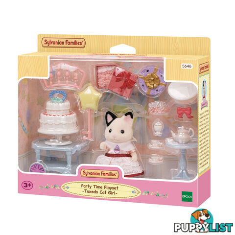 Sylvanian Families - Party Time Tuxedo Cat Girl Playset - Mdsf5646 - 5054131056462