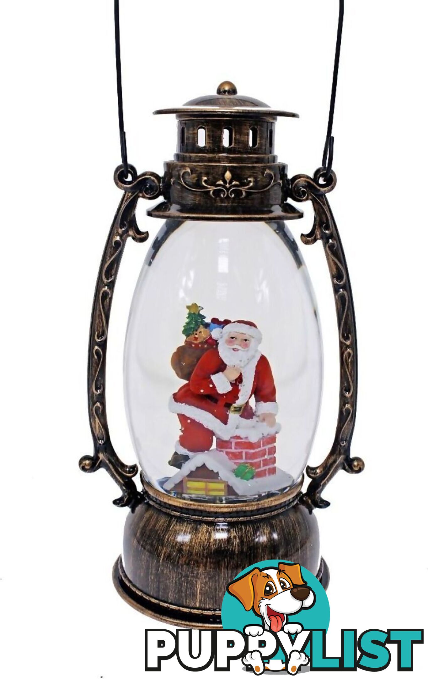 Cotton Candy - Xmas Brass Oval Lantern Santa Chimney - Ccxac017 - 9353468011523