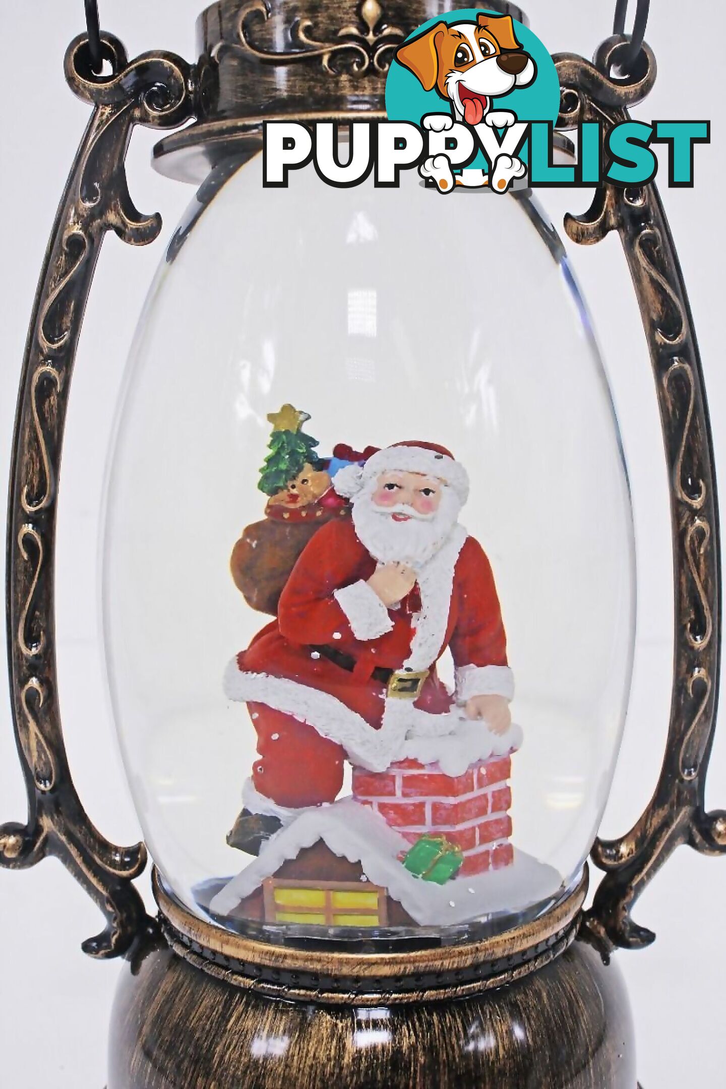 Cotton Candy - Xmas Brass Oval Lantern Santa Chimney - Ccxac017 - 9353468011523