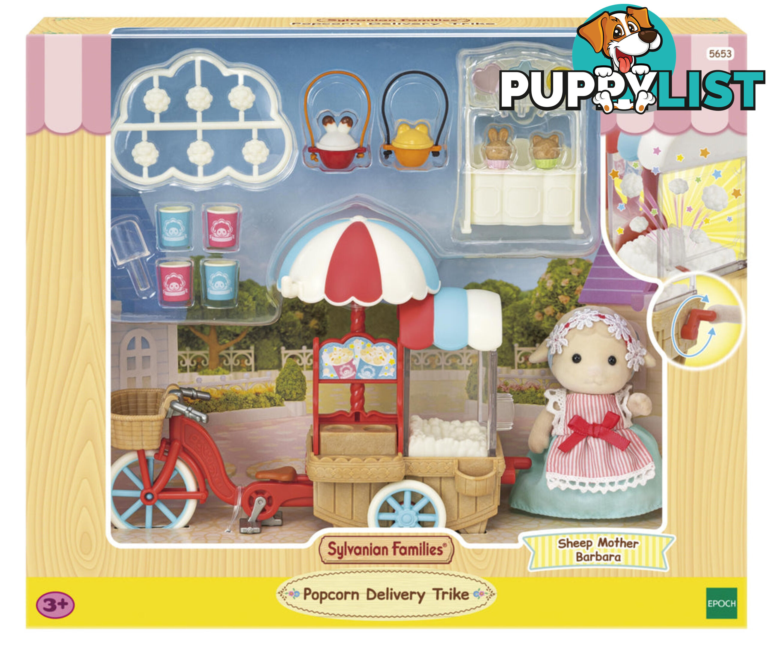 Sylvanian Families - Popcorn Delivery Trike With Sheep Mother Barbara - Mdsf5653 - 5054131056530