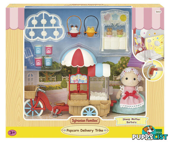 Sylvanian Families - Popcorn Delivery Trike With Sheep Mother Barbara - Mdsf5653 - 5054131056530