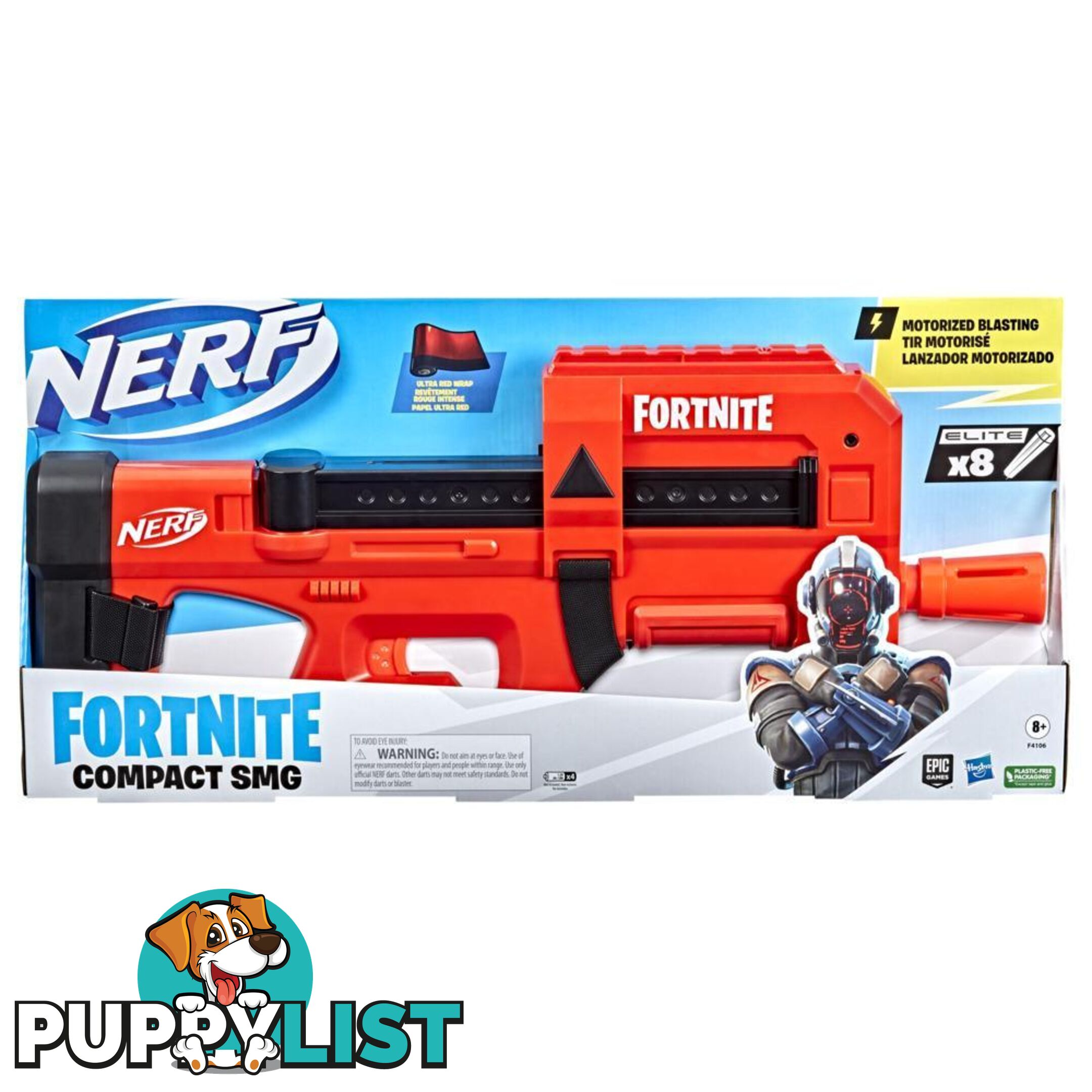 Nerf Fortnite Compact Smg Motorized Dart Blaster Ultra Red Wrap 8-dart Internal Clip Includes 8 Nerf Elite Foam Darts Hasbro - Hbf41062211 - 195166162638