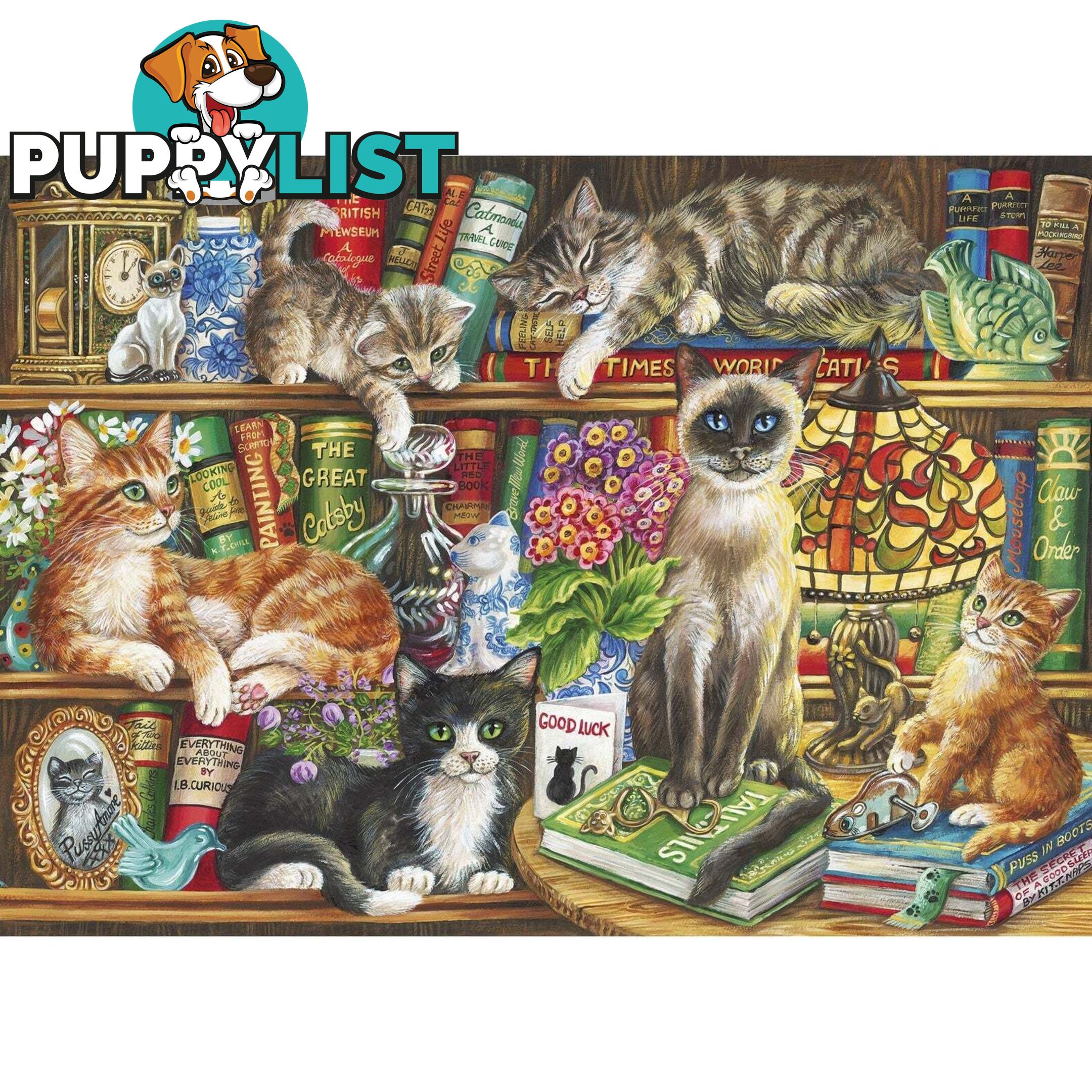 Gibsons - Puss In Books - Jigsaw Puzzle 1000pc - Jdgib061475 - 5012269061475