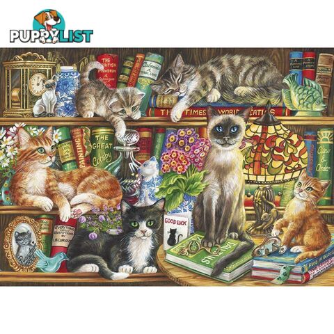 Gibsons - Puss In Books - Jigsaw Puzzle 1000pc - Jdgib061475 - 5012269061475