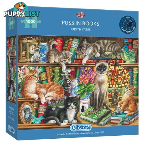 Gibsons - Puss In Books - Jigsaw Puzzle 1000pc - Jdgib061475 - 5012269061475