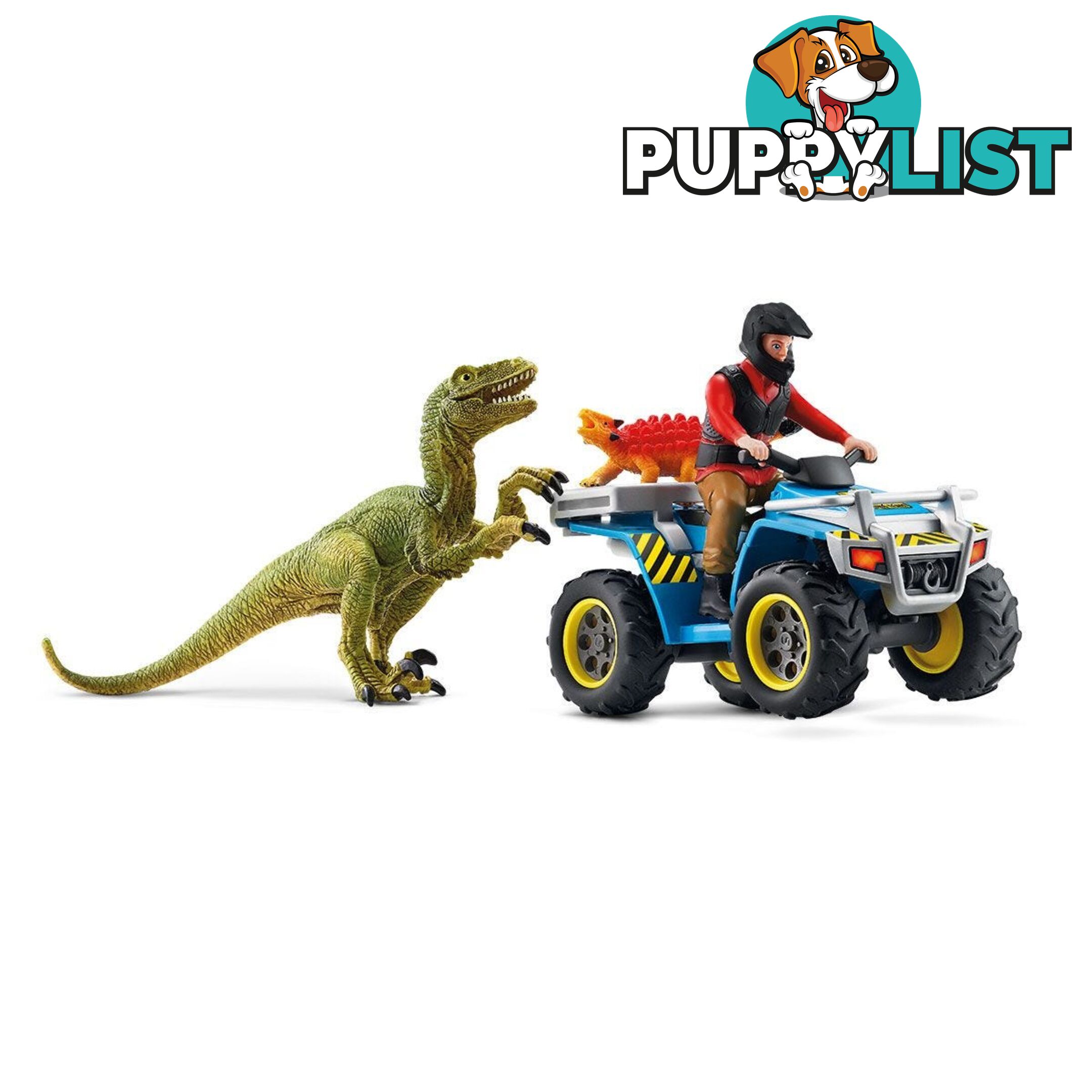 Schleich - Quad Escape From Velociraptor  Dinosaur Figurine Sc41466 - 4059433014333