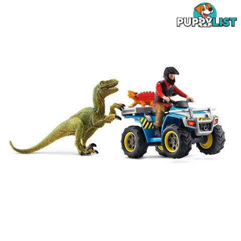 Schleich - Quad Escape From Velociraptor  Dinosaur Figurine Sc41466 - 4059433014333