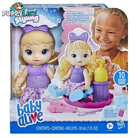 Baby Alive Sudsy Styling 12-inch Salon Baby Doll Incl Accessories Bubble Solution Hasbro - Hbf51125xoo - 5010994126896