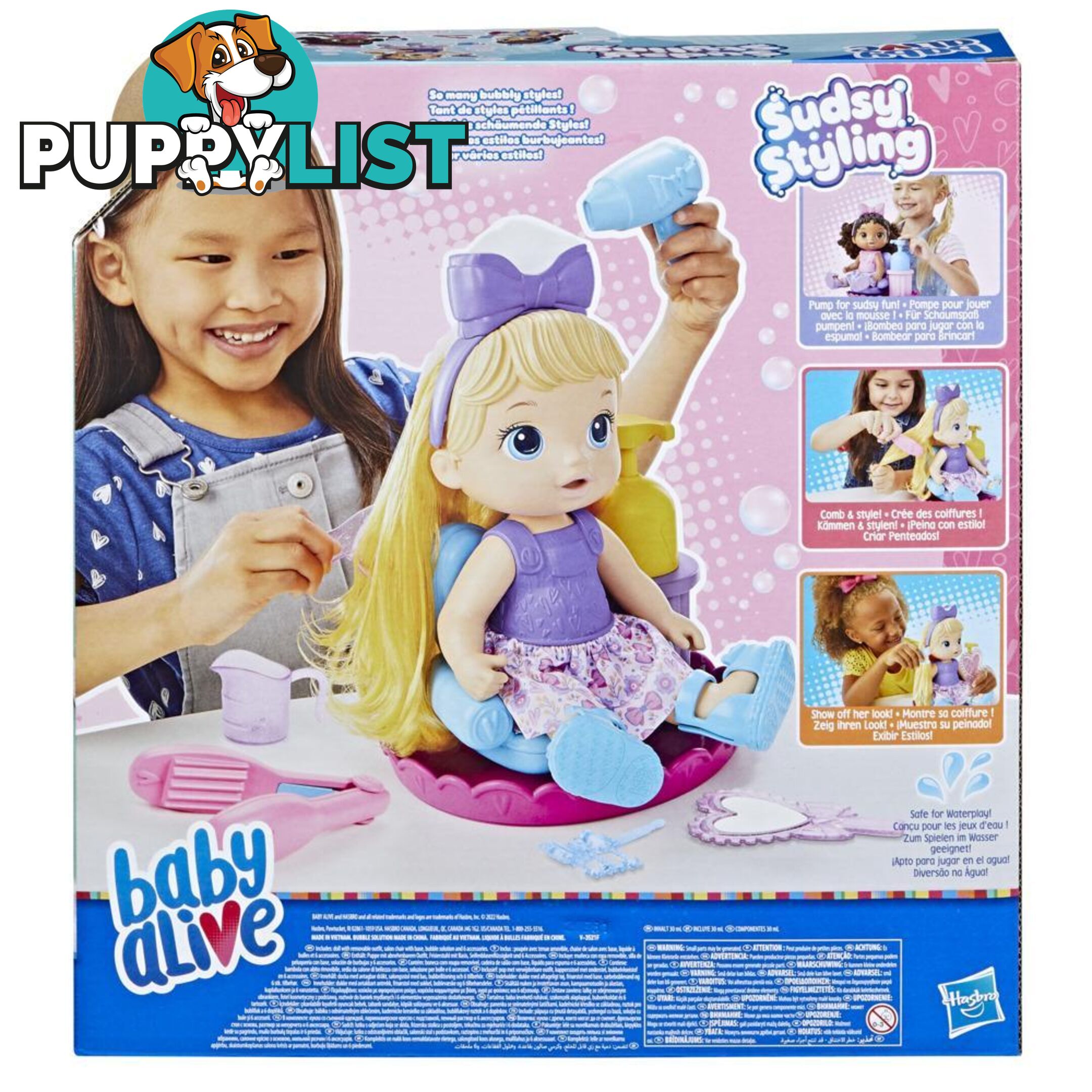 Baby Alive Sudsy Styling 12-inch Salon Baby Doll Incl Accessories Bubble Solution Hasbro - Hbf51125xoo - 5010994126896