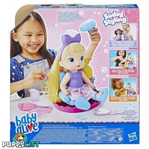 Baby Alive Sudsy Styling 12-inch Salon Baby Doll Incl Accessories Bubble Solution Hasbro - Hbf51125xoo - 5010994126896