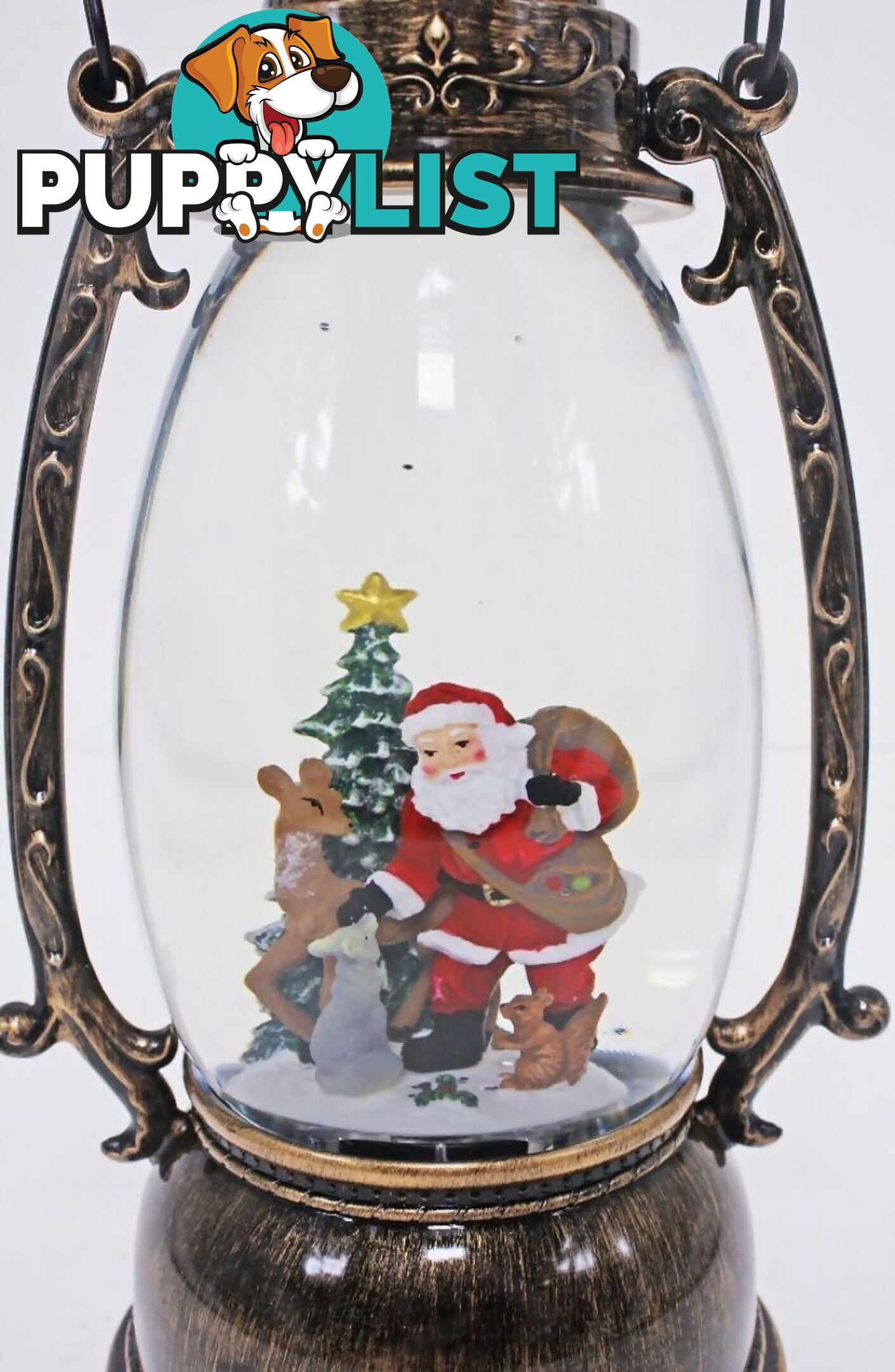 Cotton Candy - Xmas Brass Oval Lantern Santa Tree - Ccxac018 - 9353468011530