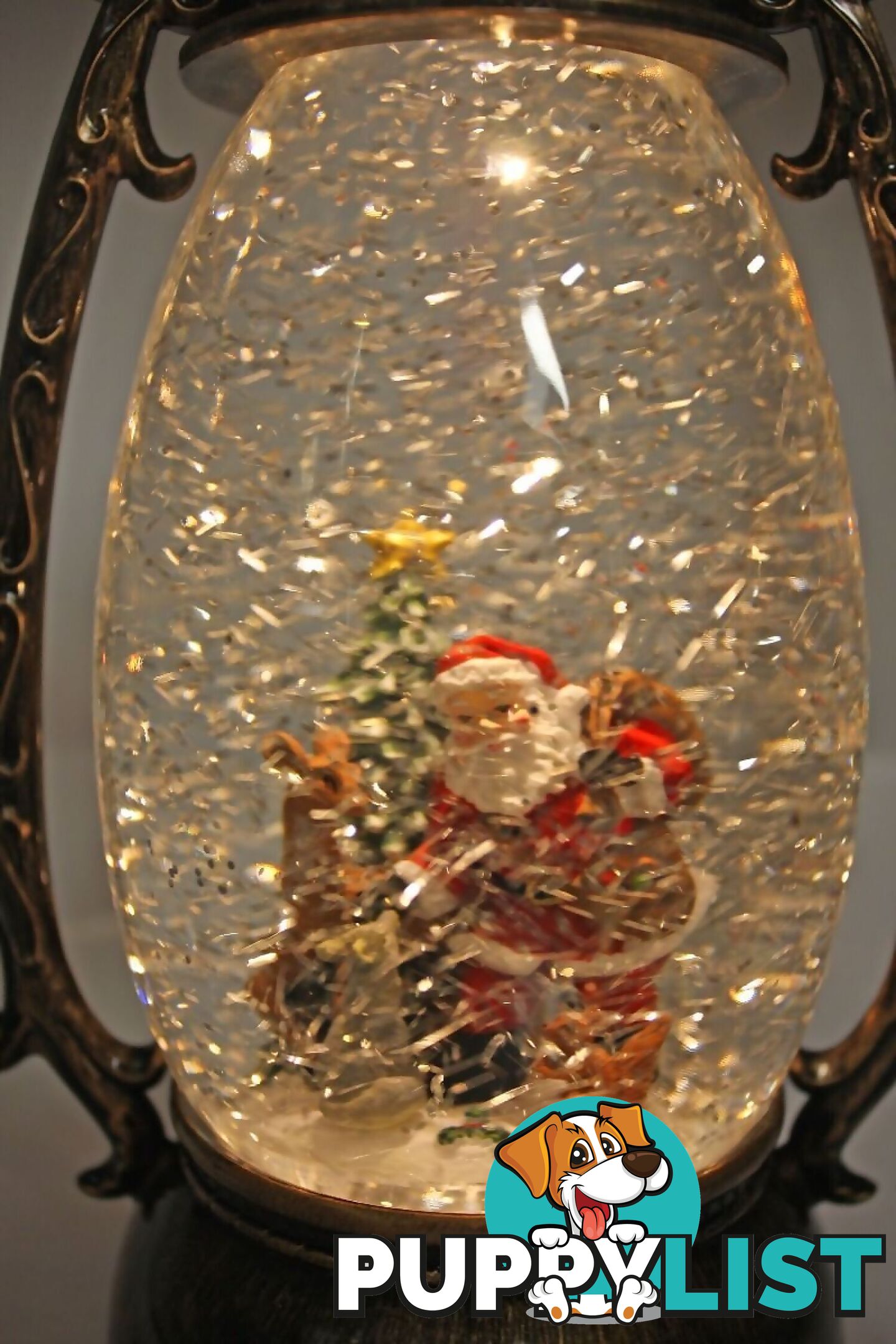 Cotton Candy - Xmas Brass Oval Lantern Santa Tree - Ccxac018 - 9353468011530