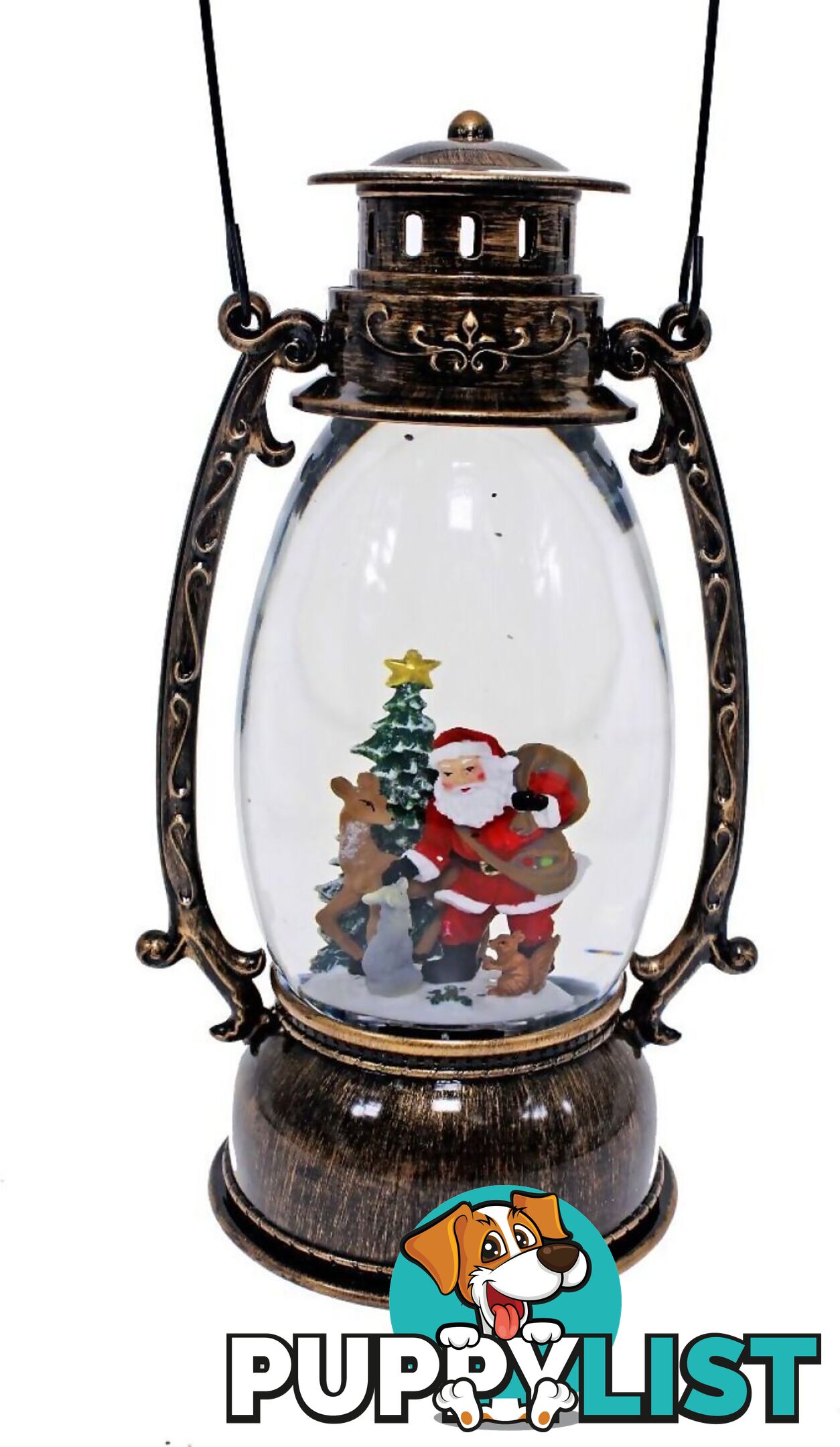 Cotton Candy - Xmas Brass Oval Lantern Santa Tree - Ccxac018 - 9353468011530