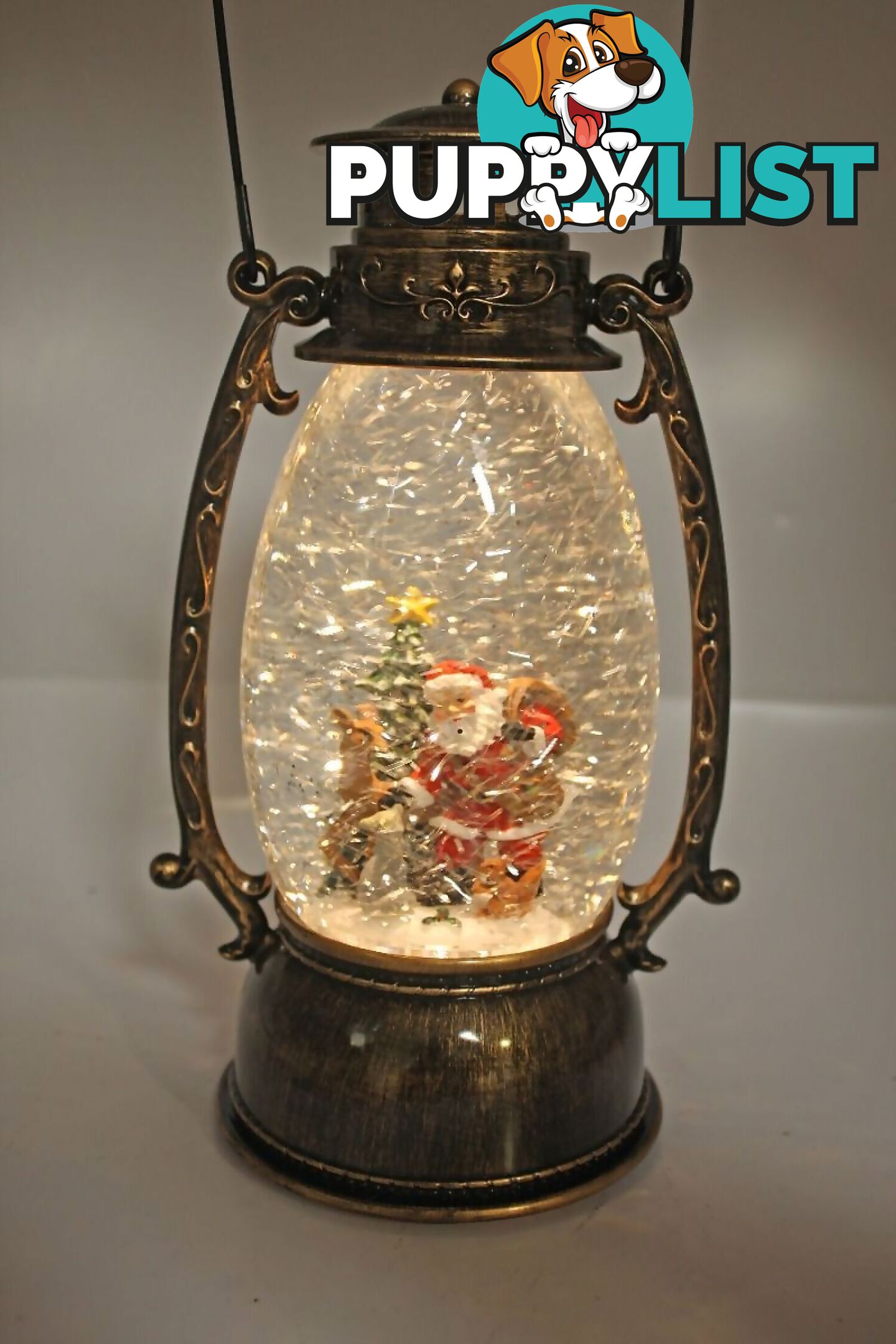 Cotton Candy - Xmas Brass Oval Lantern Santa Tree - Ccxac018 - 9353468011530