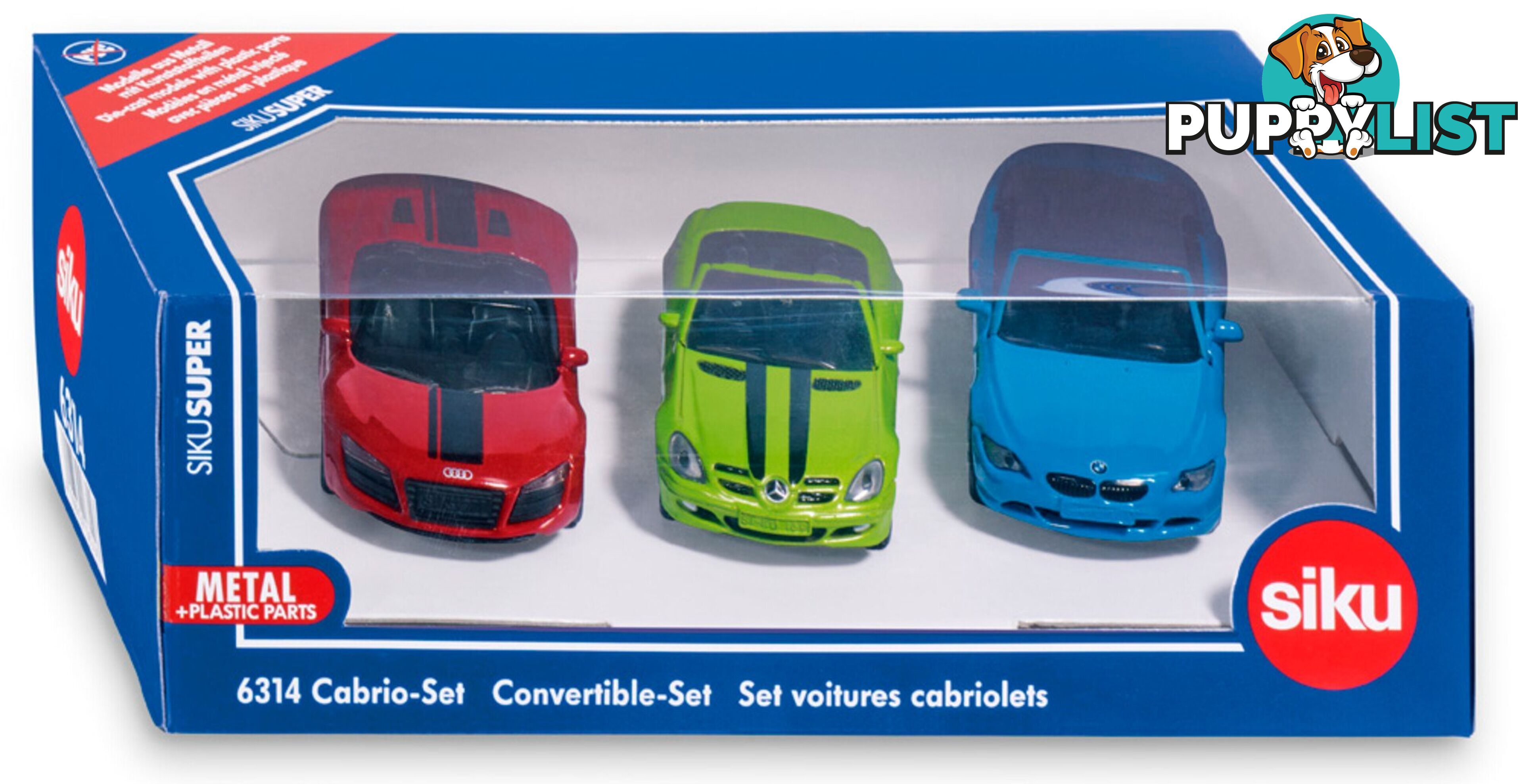 Siku - Convertible Cars 3 X Vehicle Set Mercedes Slk Audi R8 Spyder And Bmw 645i. - Mdsi6314 - 4006874063147