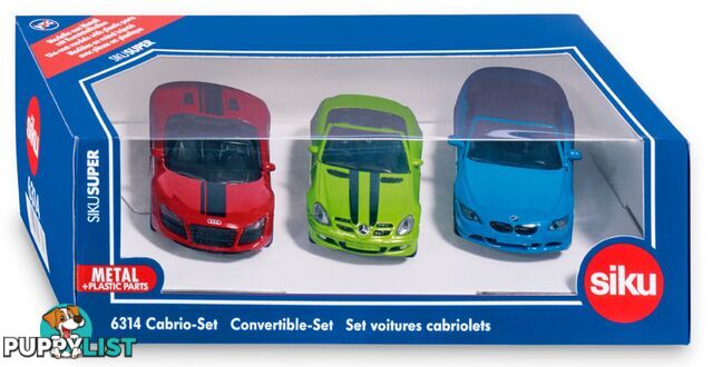 Siku - Convertible Cars 3 X Vehicle Set Mercedes Slk Audi R8 Spyder And Bmw 645i. - Mdsi6314 - 4006874063147