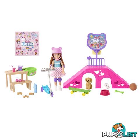 Barbie Chelsea Doll And Accessories Skatepark Playset With 2 Puppies And 15+ Pieces - Mahjy35 - 194735098279