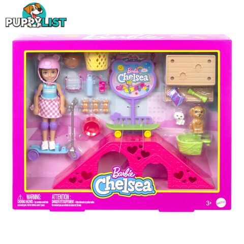 Barbie Chelsea Doll And Accessories Skatepark Playset With 2 Puppies And 15+ Pieces - Mahjy35 - 194735098279