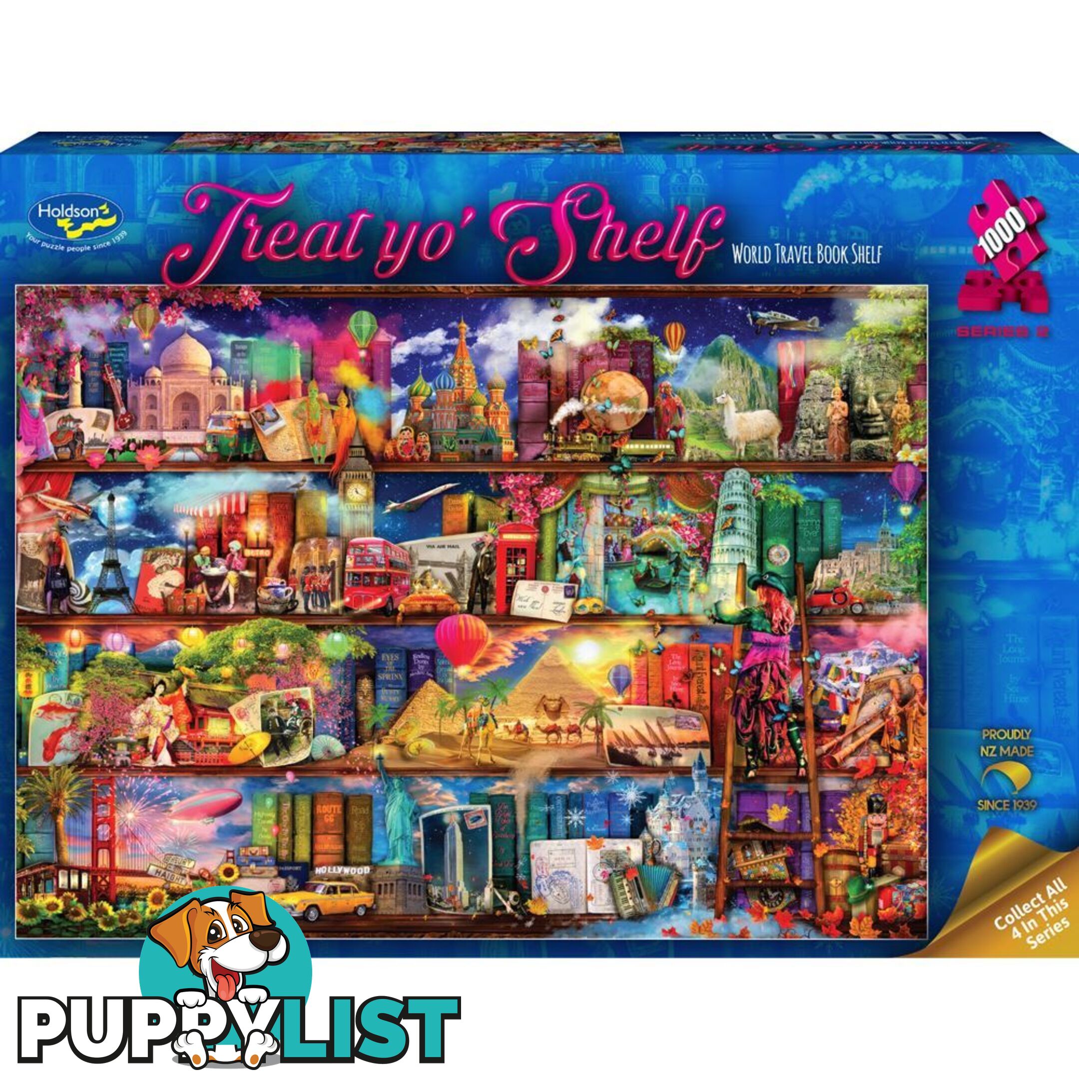 Holdson - World Travel Book Shelf - Treat Yo Shelf S2 Jigsaw Puzzle 1000 Pieces - Jdhol774883 - 9414131774883