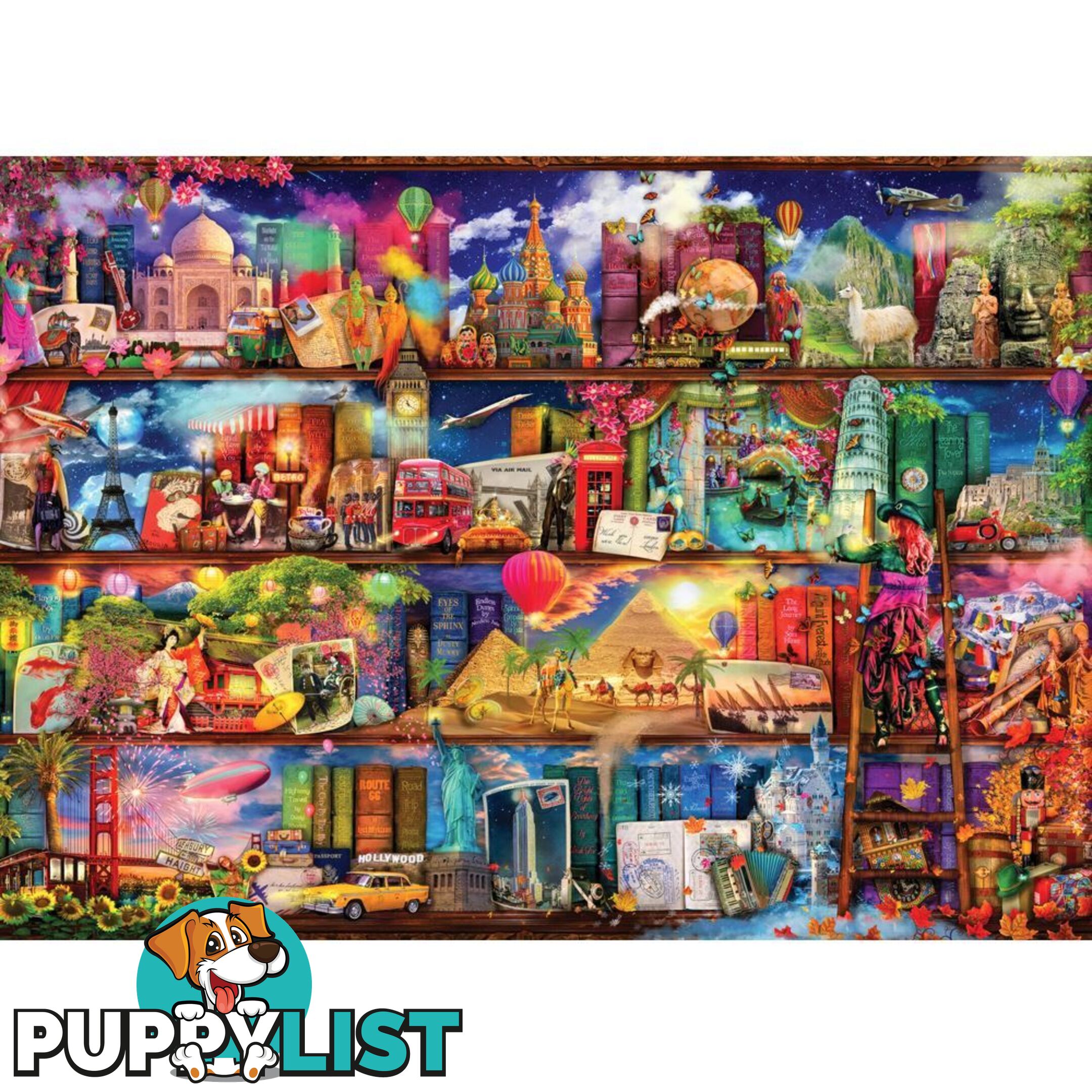 Holdson - World Travel Book Shelf - Treat Yo Shelf S2 Jigsaw Puzzle 1000 Pieces - Jdhol774883 - 9414131774883