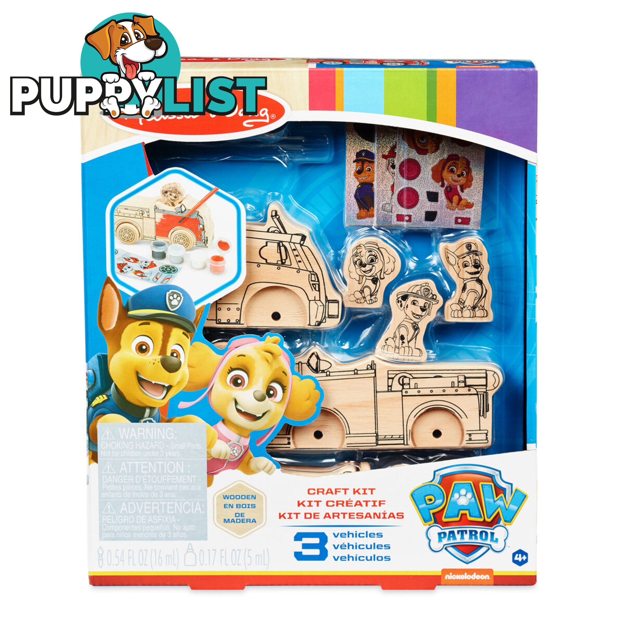 Melissa & Doug - Paw Patrol Wooden Craft Kit - Vehicles  Mdmnd 33266 - 000772332668