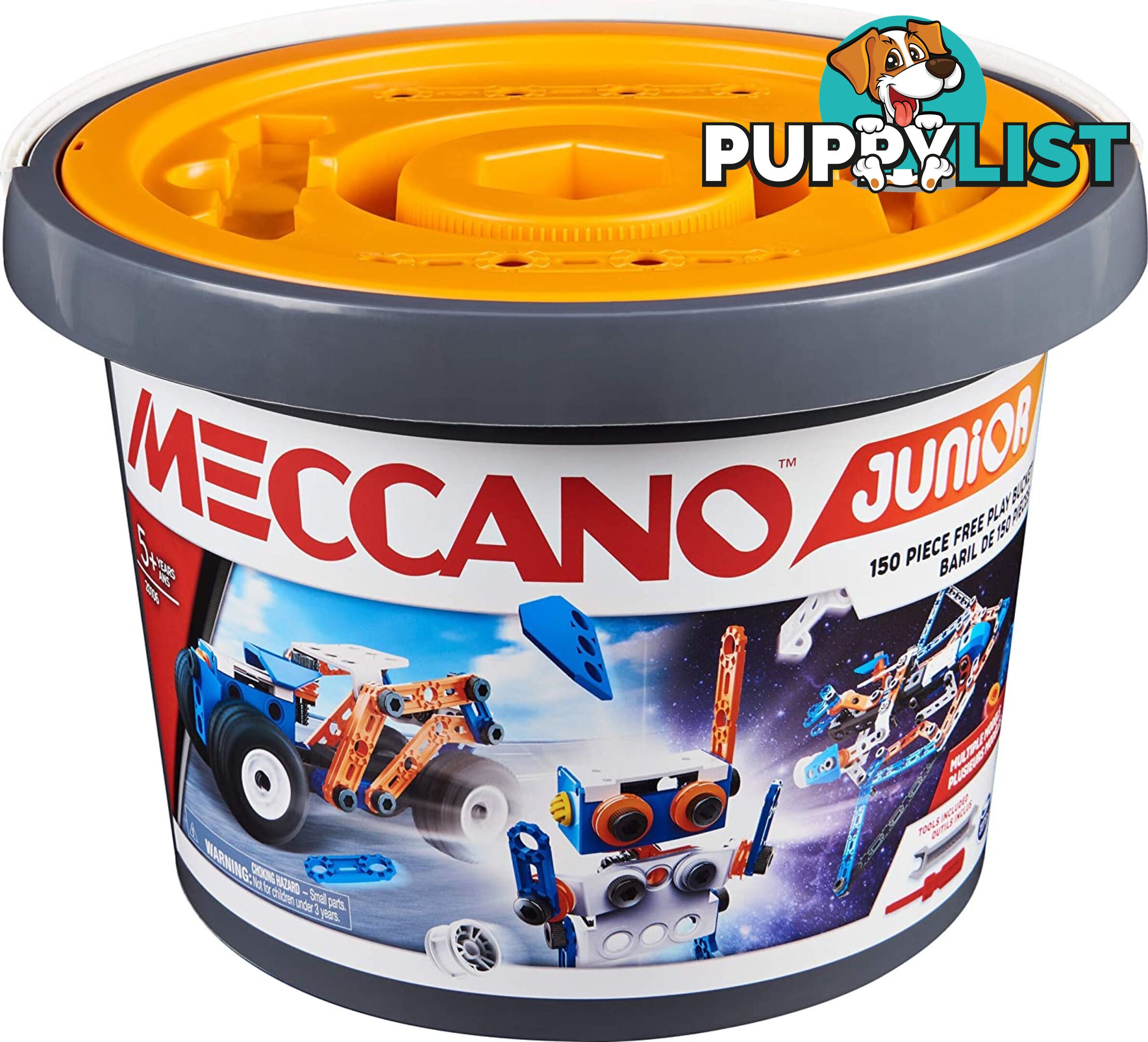 Meccano - Junior 150 Pcs Bucket Steam Model Building Kit For Open-ended Play Spin Master Si6055102 - 778988580530