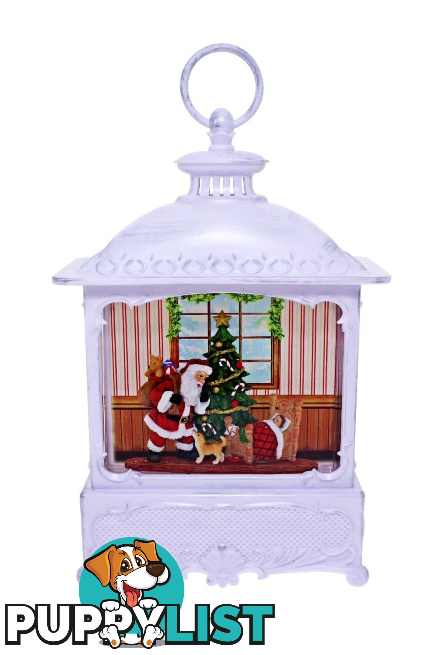 Cotton Candy - Xmas Rectangle Lantern White Santa Sleep - Ccxac372 - 9353468011370